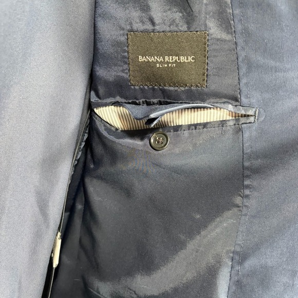 Banana Republic Core Temp Tailored Performance Blazer Sport Coat Men 44R Navy - Picture 2 of 15